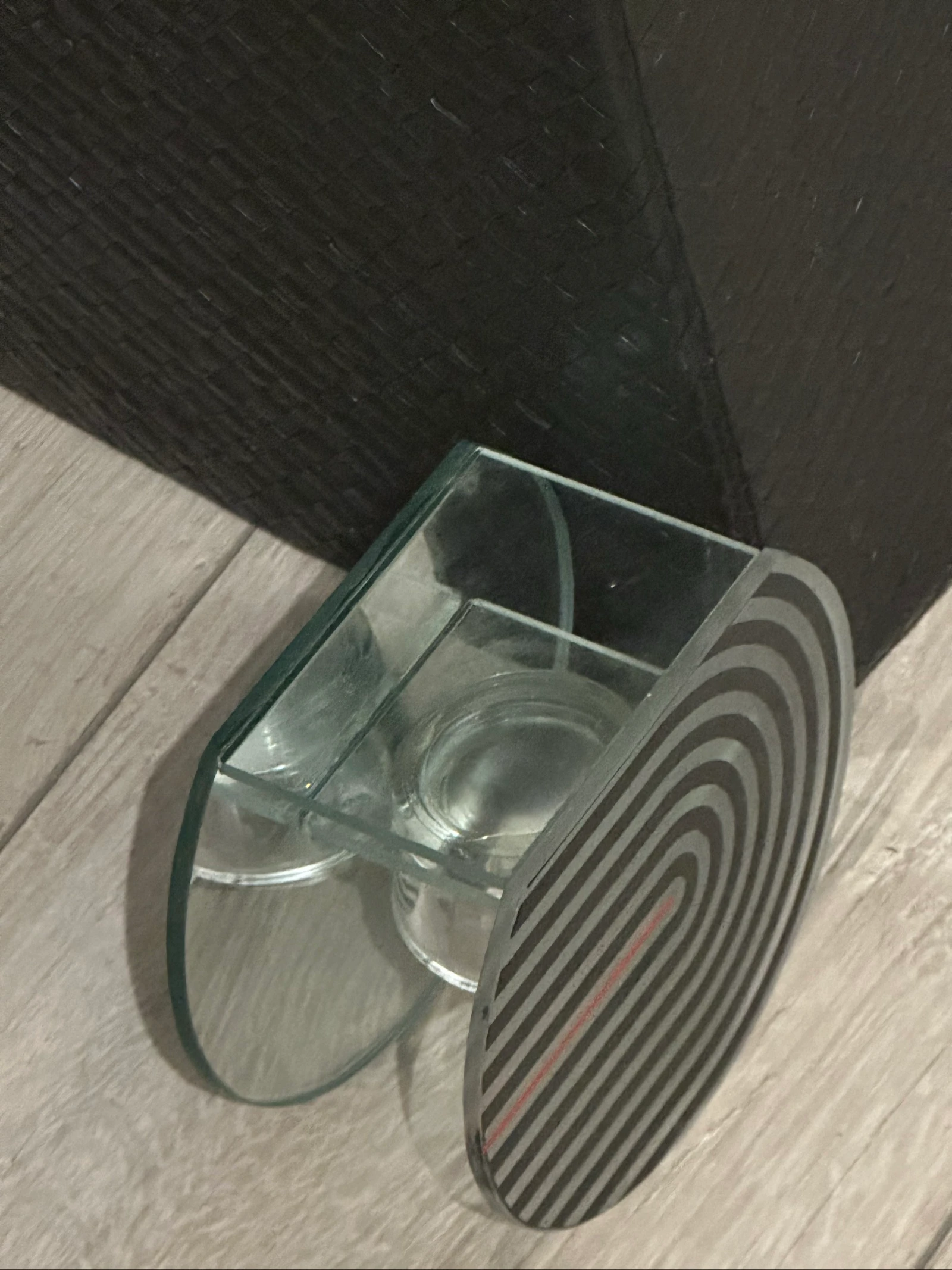 Glazen design theelichtkaars - contemporaine / industriële / retro stijl zwart en zilver – photo 7
